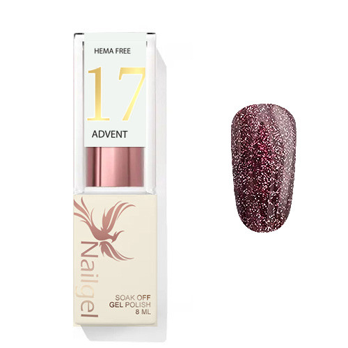 Advent  17 - gél lakk 8 ml - csillámos bordó -