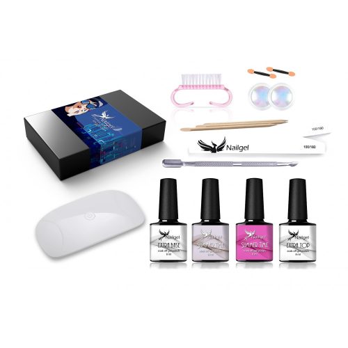 Nailgel quality gel polish starter kit, with Uv lamp, in a gift box