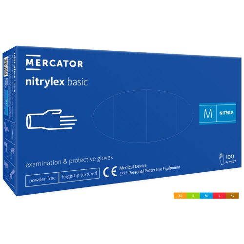 NITRYLEX BASIC A100 BLUE - powder-free blue nitrile examination gloves L