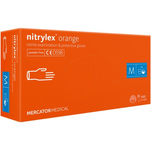 Nitrylex orange powder-free nitrile examination gloves S