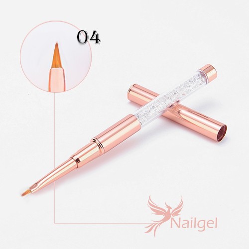 Premium quality mini gel brush, rosegold, decorated with crystals