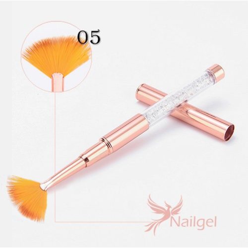 Premium Fan Brush, Rosegold, Crystalline Decorated